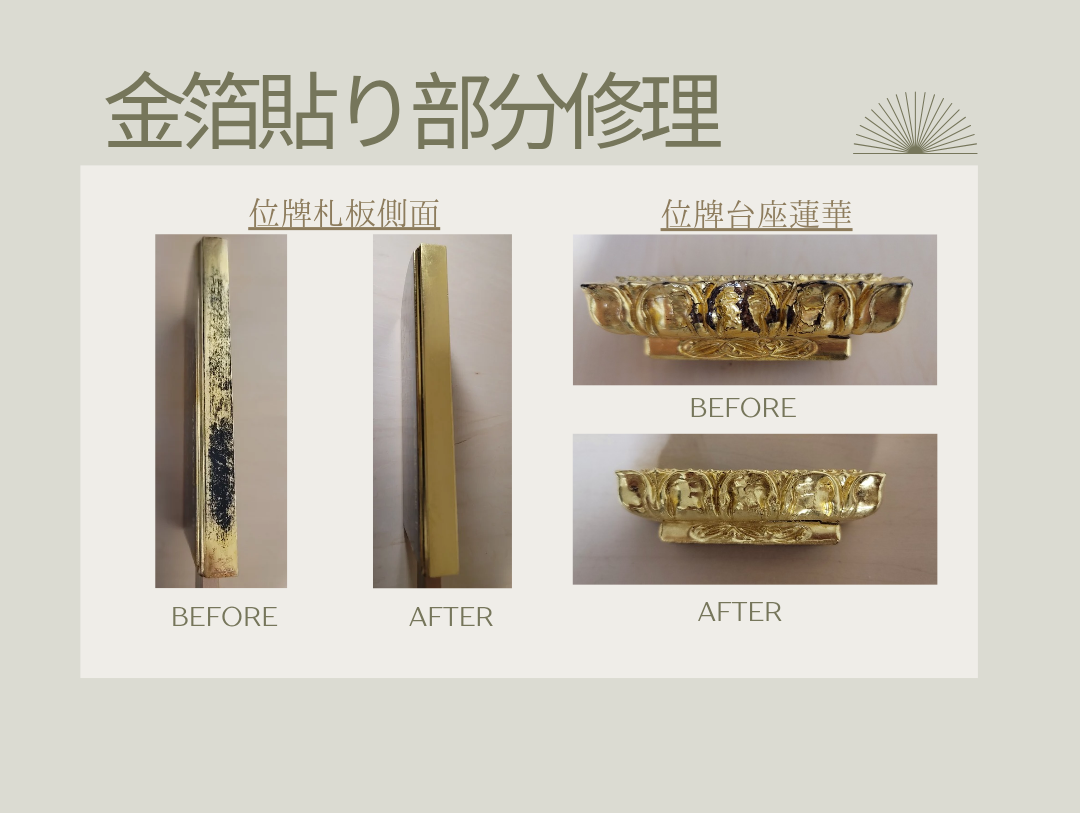 位牌:金箔貼り部分修理
